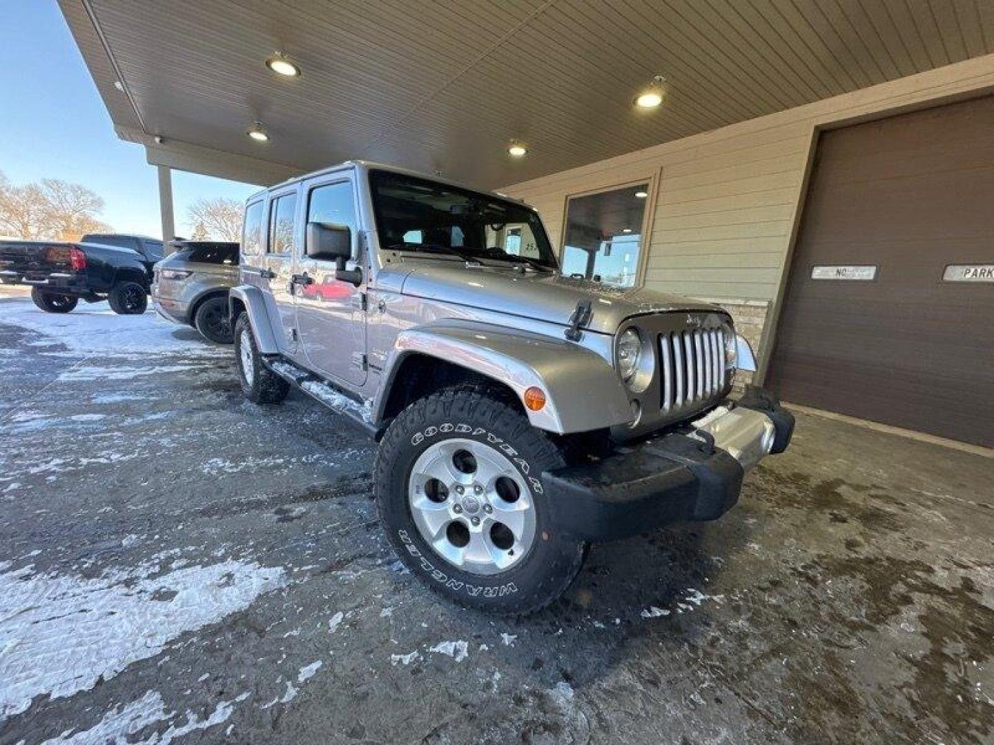 2014 Billet Silver Metallic Clear Coat Jeep Wrangler Unlimited Sahara (1C4BJWEG2EL) with an 3.6L V6 285hp 260ft. lbs. engine, Automatic transmission, located at 25355 Eames Street, Channahon, IL, 60410, (815) 467-1807, 41.429108, -88.228432 - Introducing the 2014 Jeep Wrangler Unlimited Sahara! This rugged and powerful SUV is ready for any adventure you can throw at it. Powered by a 3.6L V6 engine that produces 285 horsepower and 260 foot-pounds of torque, this Wrangler is built to handle any challenge. The exterior of this Wrangler is - Photo#0