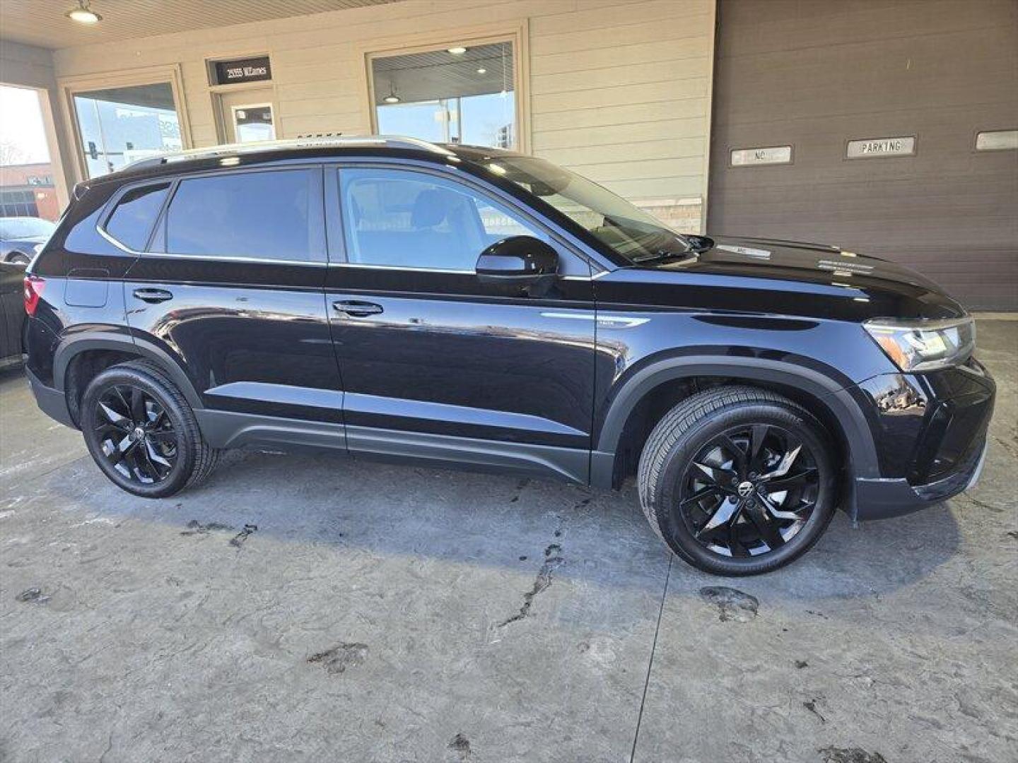 2022 Deep Black Pearl Volkswagen Taos 1.5T SE (3VVYX7B25NM) with an 1.5L Turbo I4 158hp 184ft. lbs. engine, 7Speed Double Clutc transmission, located at 25355 Eames Street, Channahon, IL, 60410, (815) 467-1807, 41.429108, -88.228432 - Introducing the 2022 Volkswagen Taos SE 4Motion, a compact SUV that's as spunky as it is efficient! This little beast is powered by a zippy 1.5L Turbo I4 engine, packing a punch with 158hp and 184ft. lbs. of torque. With less than 25,000 miles on the clock (that's less than 7,000 miles per year - we - Photo#1