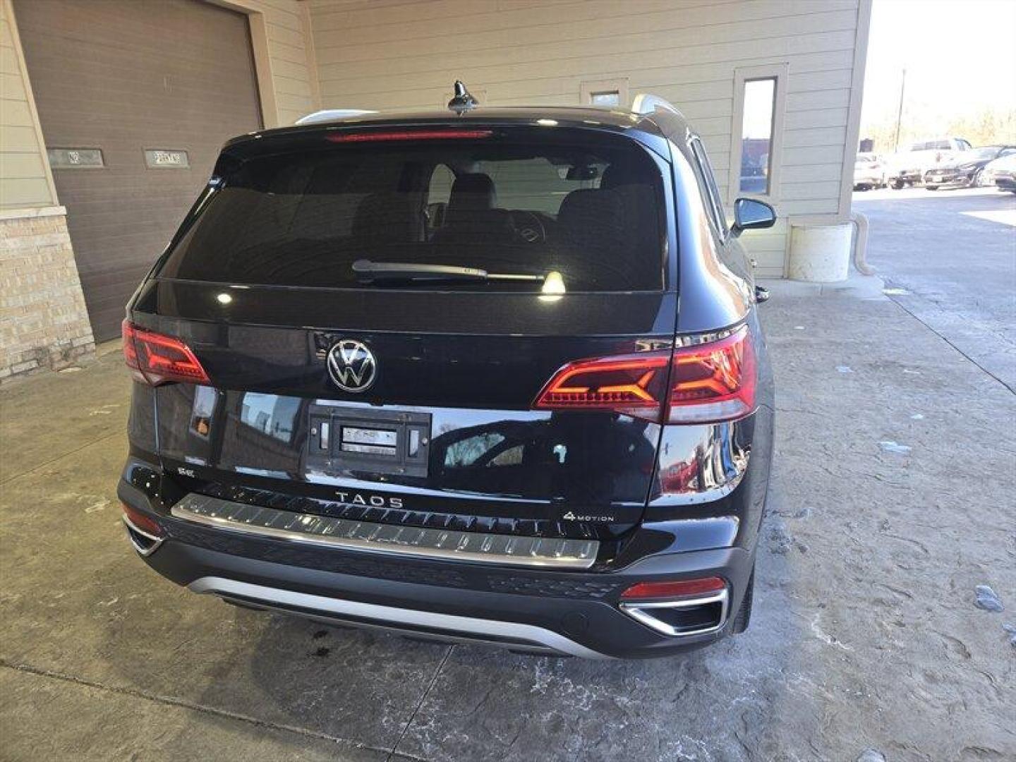 2022 Deep Black Pearl Volkswagen Taos 1.5T SE (3VVYX7B25NM) with an 1.5L Turbo I4 158hp 184ft. lbs. engine, 7Speed Double Clutc transmission, located at 25355 Eames Street, Channahon, IL, 60410, (815) 467-1807, 41.429108, -88.228432 - Introducing the 2022 Volkswagen Taos SE 4Motion, a compact SUV that's as spunky as it is efficient! This little beast is powered by a zippy 1.5L Turbo I4 engine, packing a punch with 158hp and 184ft. lbs. of torque. With less than 25,000 miles on the clock (that's less than 7,000 miles per year - we - Photo#4