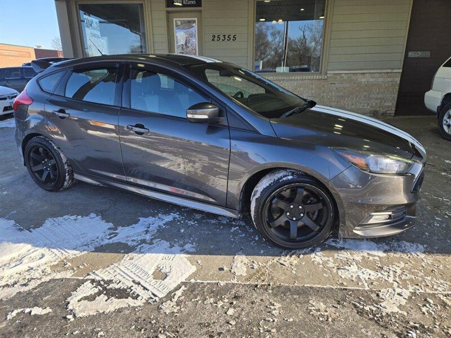 2017 Magnetic Ford Focus ST (1FADP3L93HL) with an EcoBoost 2.0L Turbo I4 252hp 270ft. lbs. engine, 6 Speed Manual transmission, located at 25355 Eames Street, Channahon, IL, 60410, (815) 467-1807, 41.429108, -88.228432 - This 2017 Ford Focus ST boasts a powerful EcoBoost 2.0L Turbo I4 engine, delivering 252hp and 270ft. lbs. of torque for a thrilling driving experience. The exterior is finished in a sleek Magnetic color, complemented by a Charcoal Black interior. With below 84,000 miles on the odometer, averaging le - Photo#1