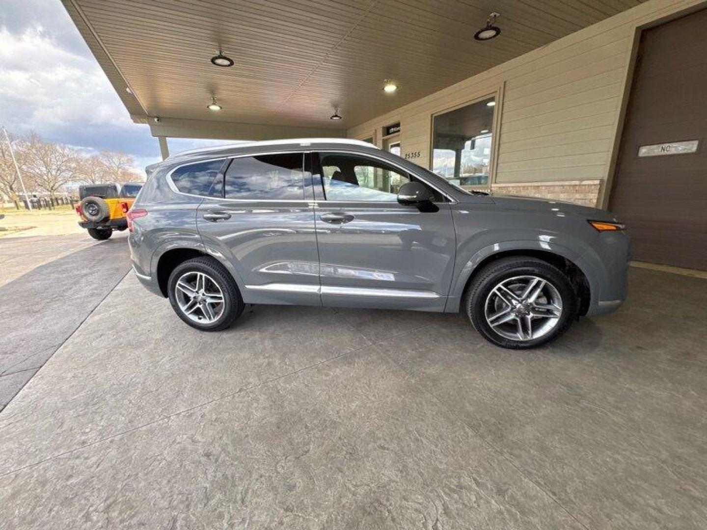 2021 Portofino Gray Hyundai SANTA FE Calligraphy (5NMS5DALXMH) with an 2.5L Turbo I4 277hp 311ft. lbs. engine, 8Speed Double Clutch transmission, located at 25355 Eames Street, Channahon, IL, 60410, (815) 467-1807, 41.429108, -88.228432 - Photo#1