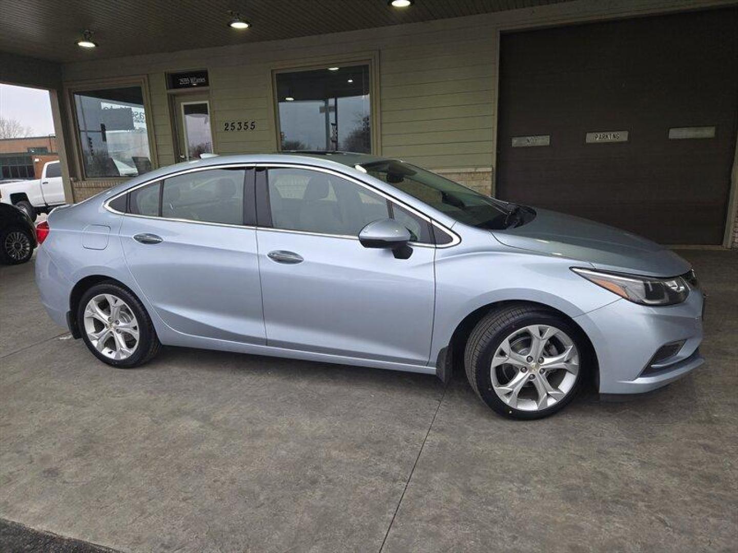 2017 Kinetic Blue Metallic Chevrolet Cruze Premier (1G1BF5SM4H7) with an 1.4L Turbo I4 153hp 177ft. lbs. engine, 6Speed Shiftable Au transmission, located at 25355 Eames Street, Channahon, IL, 60410, (815) 467-1807, 41.429108, -88.228432 - Photo#1