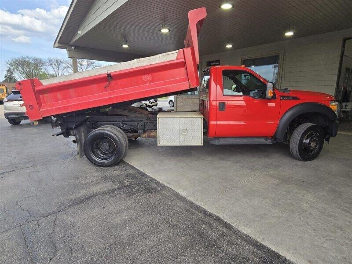 2016 Red Ford F-450 XL DRW (1FDTF4HY6GE) with an 6.8 engine, located at 25355 Eames Street, Channahon, IL, 60410, (815) 467-1807, 41.429108, -88.228432 - ** 11 FOOT DURACLASS DUMP BODY WITH PTO, BOX HAS RUST BUT FUNCTIONS FINE, SAFETY INSPECTED BUT NOT SERVICED. NEEDS BRAKES, END LINKS, AND MISC ODDS AND ENDS. PRICED TO MOVE. ** This 2016 Ford F-450 comes equipped with a robust 6.8-liter engine that ensures powerful performance for all your towing a - Photo#2