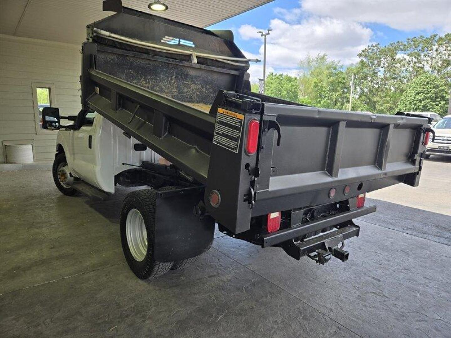 2016 White Ford F-350 XL DRW (1FDRF3G62GE) with an 6.2L Flex Fuel V8 385hp 405ft. lbs. engine, Automatic transmission, located at 25355 Eames Street, Channahon, IL, 60410, (815) 467-1807, 41.429108, -88.228432 - ** 9 FOOT RUGBY DUMP BODY, FULLY SERVICED AND READY TO WORK. **This 2016 Ford F-350 Super Duty XL is a robust truck designed to handle tough tasks with ease. Powered by a 6.2L Flex Fuel V8 engine delivering 385hp and 405ft. lbs. of torque, this truck is ready for any challenge. The exterior is a cri - Photo#6