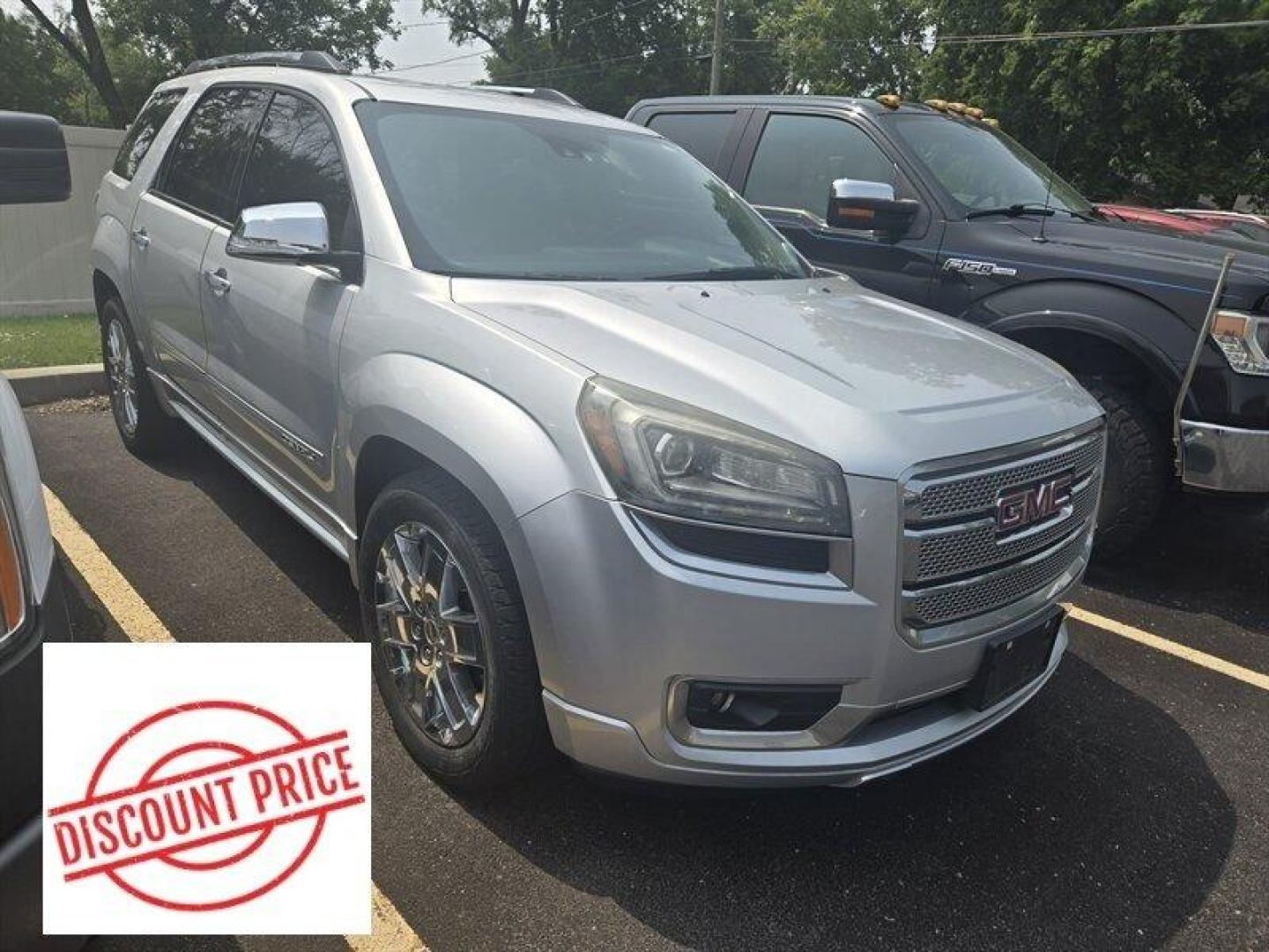 2016 Quicksilver Metallic GMC Acadia Denali (1GKKVTKD0GJ) with an 3.6L V6 288hp 270ft. lbs. engine, Automatic transmission, located at 25355 Eames Street, Channahon, IL, 60410, (815) 467-1807, 41.429108, -88.228432 - ** LOCAL TRADE IN, WHOLESALE SPECIAL, PRICED BELOW MARKET VALUE, HAS SERVICE REAR DETECTION LIGHT ON SOLD AS IS AS SHOWN WE ARE NOT INSPECTING. ** - Photo#0