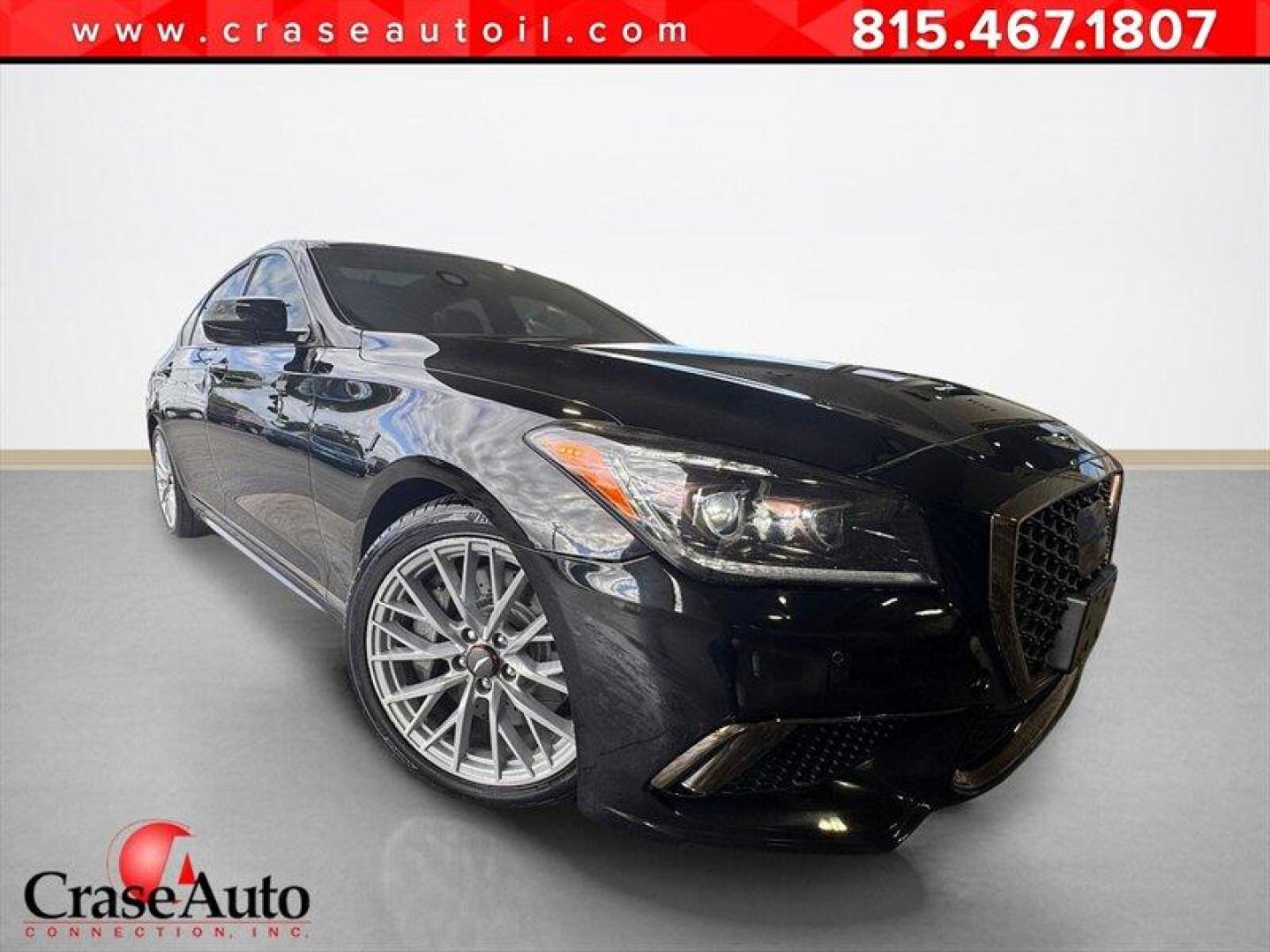 2018 Caspian Black Genesis G80 3.3T Sport (KMHGN4JB8JU) with an 3.3L Twin Turbo V6 365hp 376ft. lbs. engine, Automatic transmission, located at 25355 Eames Street, Channahon, IL, 60410, (815) 467-1807, 41.429108, -88.228432 - Unleash the power of the 2018 Genesis G80 3.3T Sport, a beast on wheels with a 3.3L Twin Turbo V6 engine roaring with 365hp and 376ft. lbs. of torque. Dominate the road in style with its sleek Caspian Black exterior and luxurious Black interior. This mean machine comes fully loaded with factory def - Photo#0