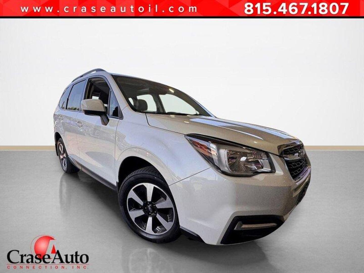 2018 Crystal White Pearl Subaru Forester 2.5i Premium (JF2SJAEC7JH) with an 2.5L H4 170hp 174ft. lbs. engine, Automatic transmission, located at 25355 Eames Street, Channahon, IL, 60410, (815) 467-1807, 41.429108, -88.228432 - Oh, honey, let me introduce you to the fabulous 2018 Subaru Forester 2.5i Premium in Crystal White Pearl with a sleek Gray interior. This bad boy is powered by a fierce 2.5L H4 engine, delivering a sassy 170hp and 174ft. lbs. of torque. Let's talk about the factory default features, darling. This b - Photo#0
