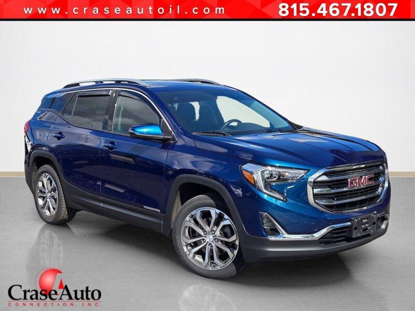 2019 Blue Steel Metallic GMC Terrain SLT (3GKALVEX4KL) with an 2.0L Turbo I4 252hp 260ft. lbs. engine, Automatic transmission, located at 25355 Eames Street, Channahon, IL, 60410, (815) 467-1807, 41.429108, -88.228432 - Presenting the 2019 GMC Terrain SLT, a reliable SUV that combines performance with style. Powered by a 2.0L Turbo I4 engine generating 252hp and 260ft. lbs. of torque, this vehicle offers a smooth driving experience. The factory default features include a spacious and luxurious Jet Black interior, c - Photo#0