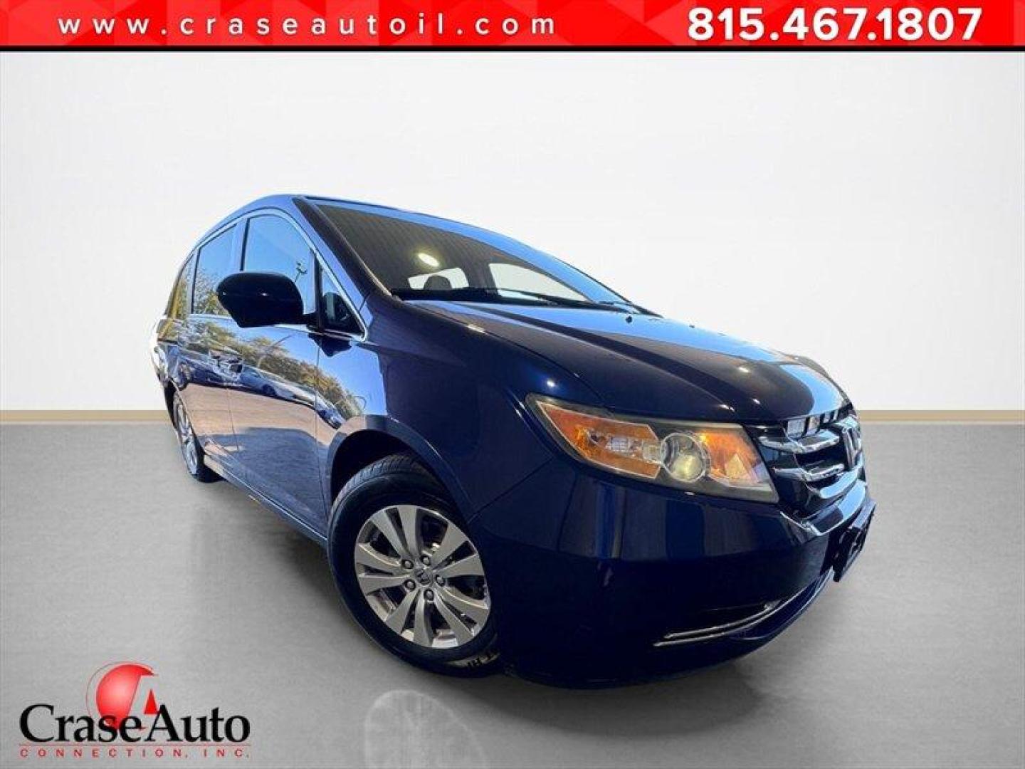 2014 Obsidian Blue Pearl Honda Odyssey EX-L (5FNRL5H66EB) with an 3.5L V6 248hp 250ft. lbs. engine, Automatic transmission, located at 25355 Eames Street, Channahon, IL, 60410, (815) 467-1807, 41.429108, -88.228432 - Introducing the 2014 Honda Odyssey EX-L the ultimate family-friendly minivan that combines comfort, style, and reliability! Dressed in a stunning Crystal Black Pearl exterior, this Odyssey stands out with its sleek and modern design, making every drive a stylish affair. Under the hood, you'll find - Photo#0