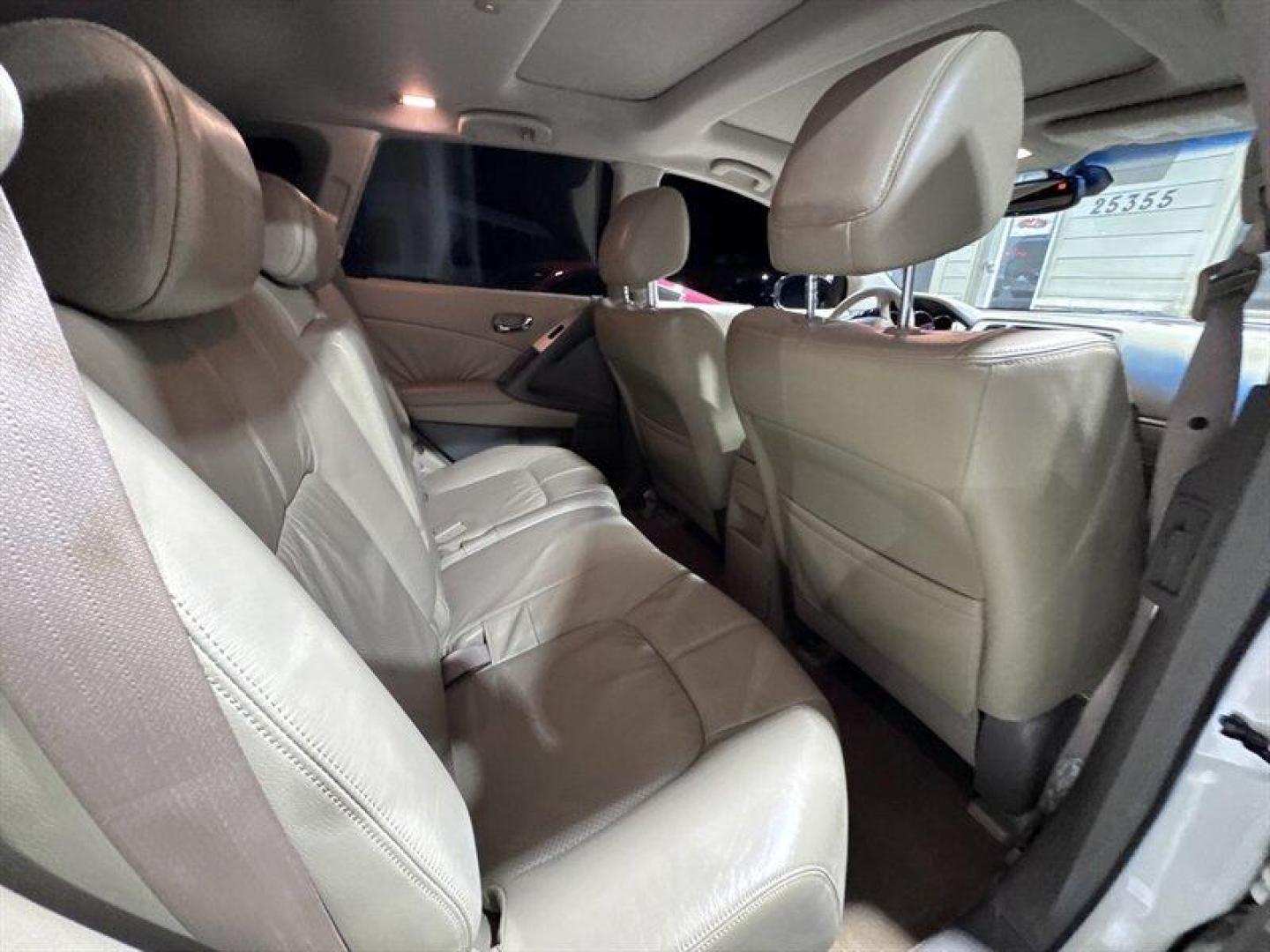 2009 Glacier Pearl Nissan Murano SL (JN8AZ18W29W) with an 3.5L V6 265hp 248ft. lbs. engine, Automatic transmission, located at 25355 Eames Street, Channahon, IL, 60410, (815) 467-1807, 41.429108, -88.228432 - This 2009 Nissan Murano SL is a local trade and comes loaded with options, including heated leather seats and a sunroof, offering comfort and style. Please note: this vehicle is being sold as-is, as shown, and we did not inspect it. It needs tires, brakes, suspension links, assuming some suspension - Photo#14