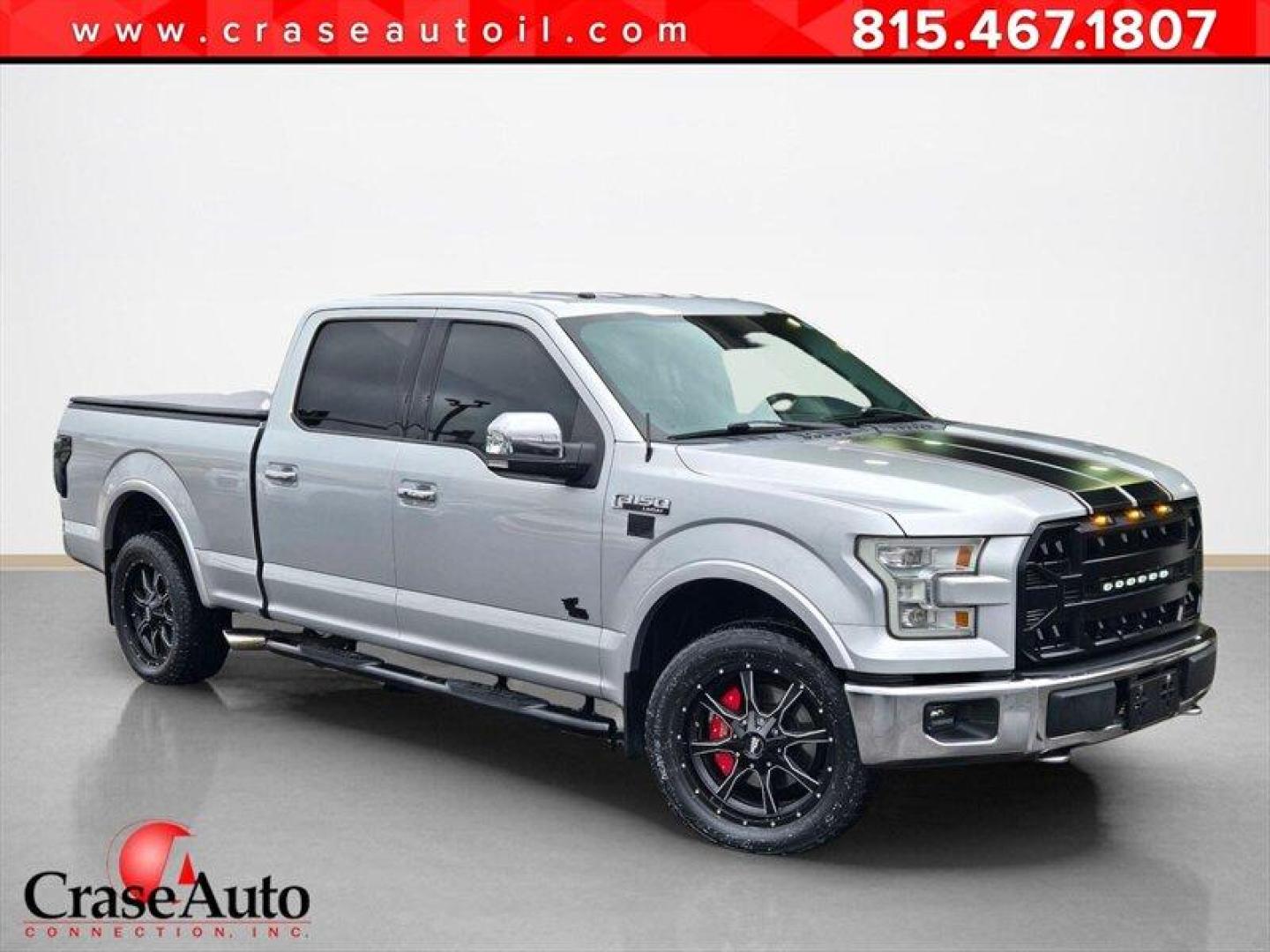 2016 Ingot Silver Metallic Ford F-150 Lariat (1FTFW1EF5GK) with an 5.0L Flex Fuel V8 385hp 387ft. lbs. engine, Automatic transmission, located at 25355 Eames Street, Channahon, IL, 60410, (815) 467-1807, 41.429108, -88.228432 - ** LOCAL TRADE IN, NICE WHEELS, AND GREAT SOUNDING EXHAUST. ** 2016 Ford F-150 Lariat Ingot Silver Metallic exterior with Black interior. Powered by the factory-installed 5.0L Flex Fuel V8 producing 385 hp and 387 lb-ft of torque, paired with Fords automatic transmission. This truck is in excellent - Photo#0