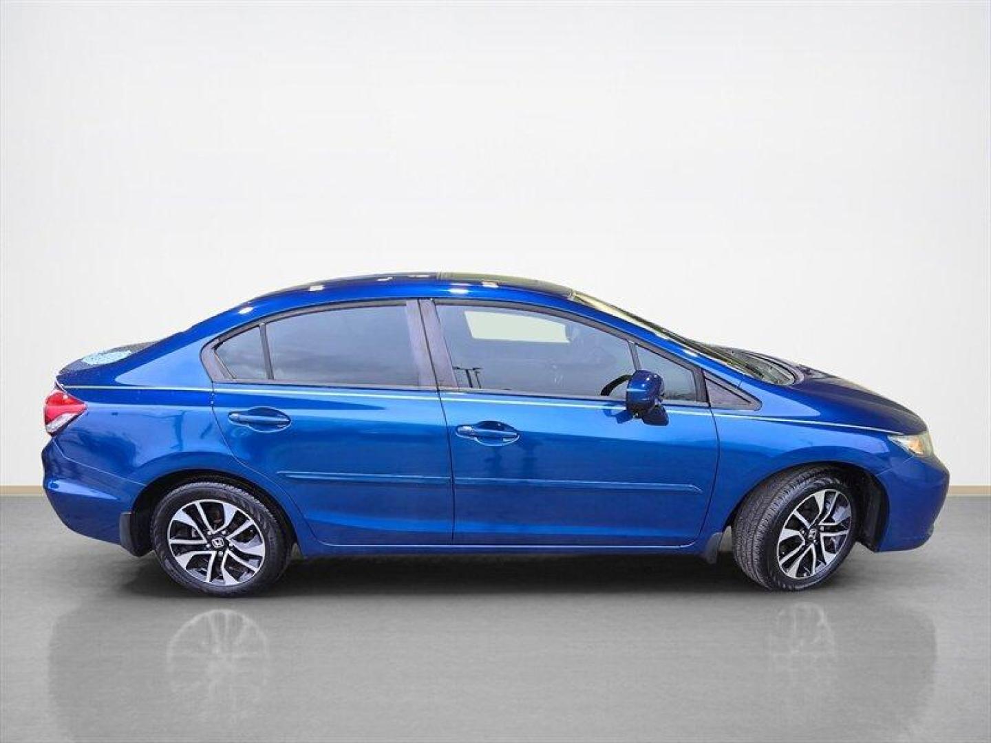 2015 Dyno Blue Pearl Honda Civic EX (19XFB2F81FE) with an 1.8L I4 143hp 129ft. lbs. engine, Automatic transmission, located at 25355 Eames Street, Channahon, IL, 60410, (815) 467-1807, 41.429108, -88.228432 - 2015 Honda Civic EX Dyno Blue Pearl exterior, Gray interior. Powered by Hondas 1.8L i4 engine producing 143 hp and 129 lb-ft of torque, this Civic delivers a balanced combination of efficiency and everyday performance. It averages excellent fuel economy at an EPA-rated 30 MPG city and 39 MPG highwa - Photo#1