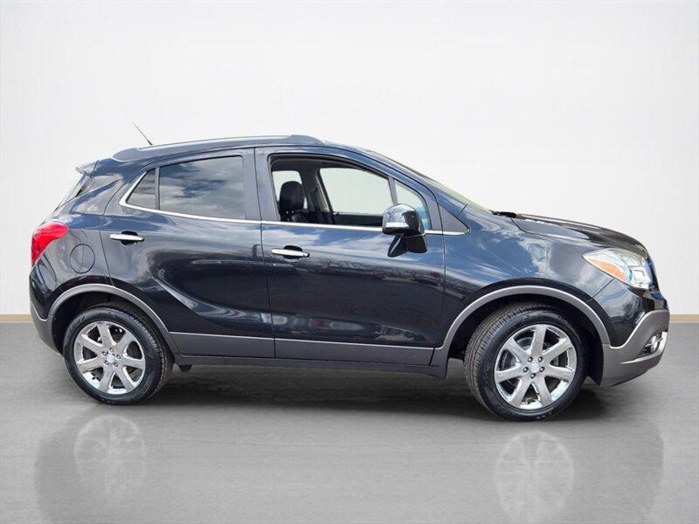 2014 Carbon Black Metallic Buick Encore Premium (KL4CJDSB8EB) with an Ecotec 1.4L Turbo I4 138hp 148ft. lbs. engine, Automatic transmission, located at 25355 Eames Street, Channahon, IL, 60410, (815) 467-1807, 41.429108, -88.228432 - 2014 Buick Encore Premium Carbon Black Metallic exterior with Ebony leather-appointed interior. This compact luxury crossover is powered by the Ecotec 1.4L Turbo I4 producing 138 hp and 148 lb-ft of torque, paired with an automatic transmission. It delivers an excellent balance of efficiency and ev - Photo#1