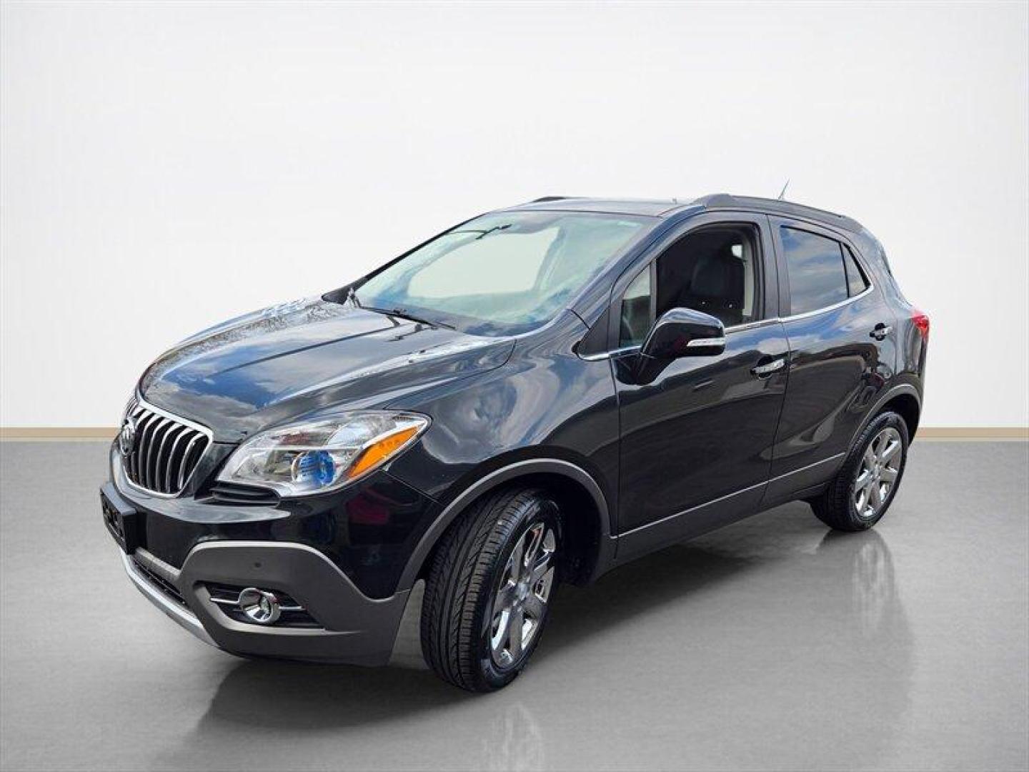 2014 Carbon Black Metallic Buick Encore Premium (KL4CJDSB8EB) with an Ecotec 1.4L Turbo I4 138hp 148ft. lbs. engine, Automatic transmission, located at 25355 Eames Street, Channahon, IL, 60410, (815) 467-1807, 41.429108, -88.228432 - 2014 Buick Encore Premium Carbon Black Metallic exterior with Ebony leather-appointed interior. This compact luxury crossover is powered by the Ecotec 1.4L Turbo I4 producing 138 hp and 148 lb-ft of torque, paired with an automatic transmission. It delivers an excellent balance of efficiency and ev - Photo#7
