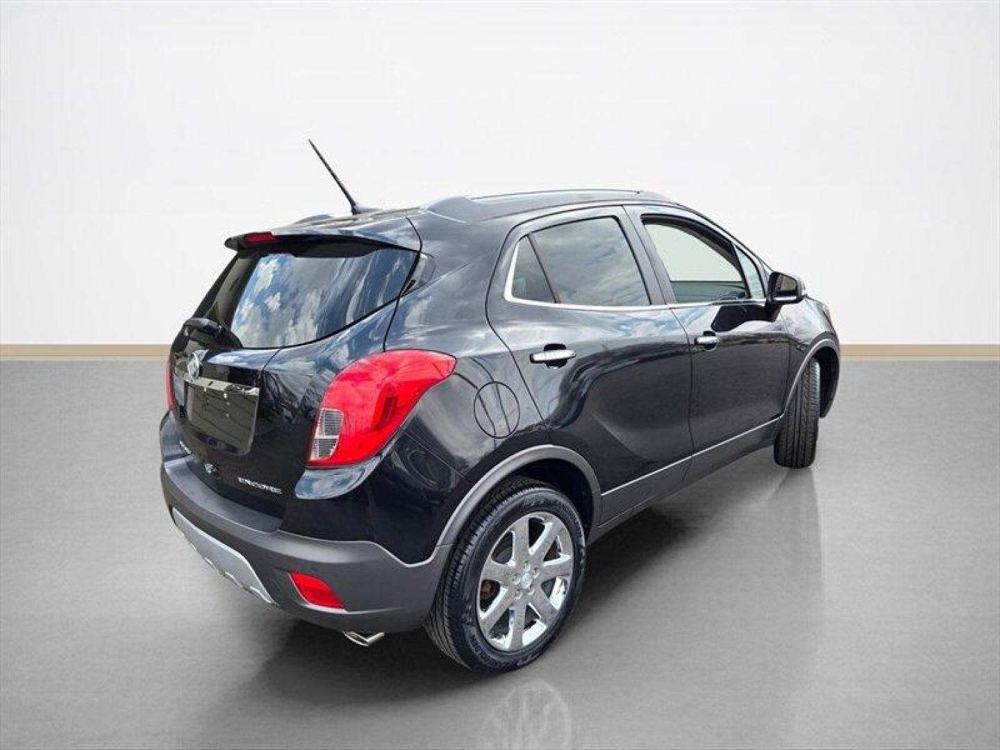 2014 Carbon Black Metallic Buick Encore Premium (KL4CJDSB8EB) with an Ecotec 1.4L Turbo I4 138hp 148ft. lbs. engine, Automatic transmission, located at 25355 Eames Street, Channahon, IL, 60410, (815) 467-1807, 41.429108, -88.228432 - 2014 Buick Encore Premium Carbon Black Metallic exterior with Ebony leather-appointed interior. This compact luxury crossover is powered by the Ecotec 1.4L Turbo I4 producing 138 hp and 148 lb-ft of torque, paired with an automatic transmission. It delivers an excellent balance of efficiency and ev - Photo#3