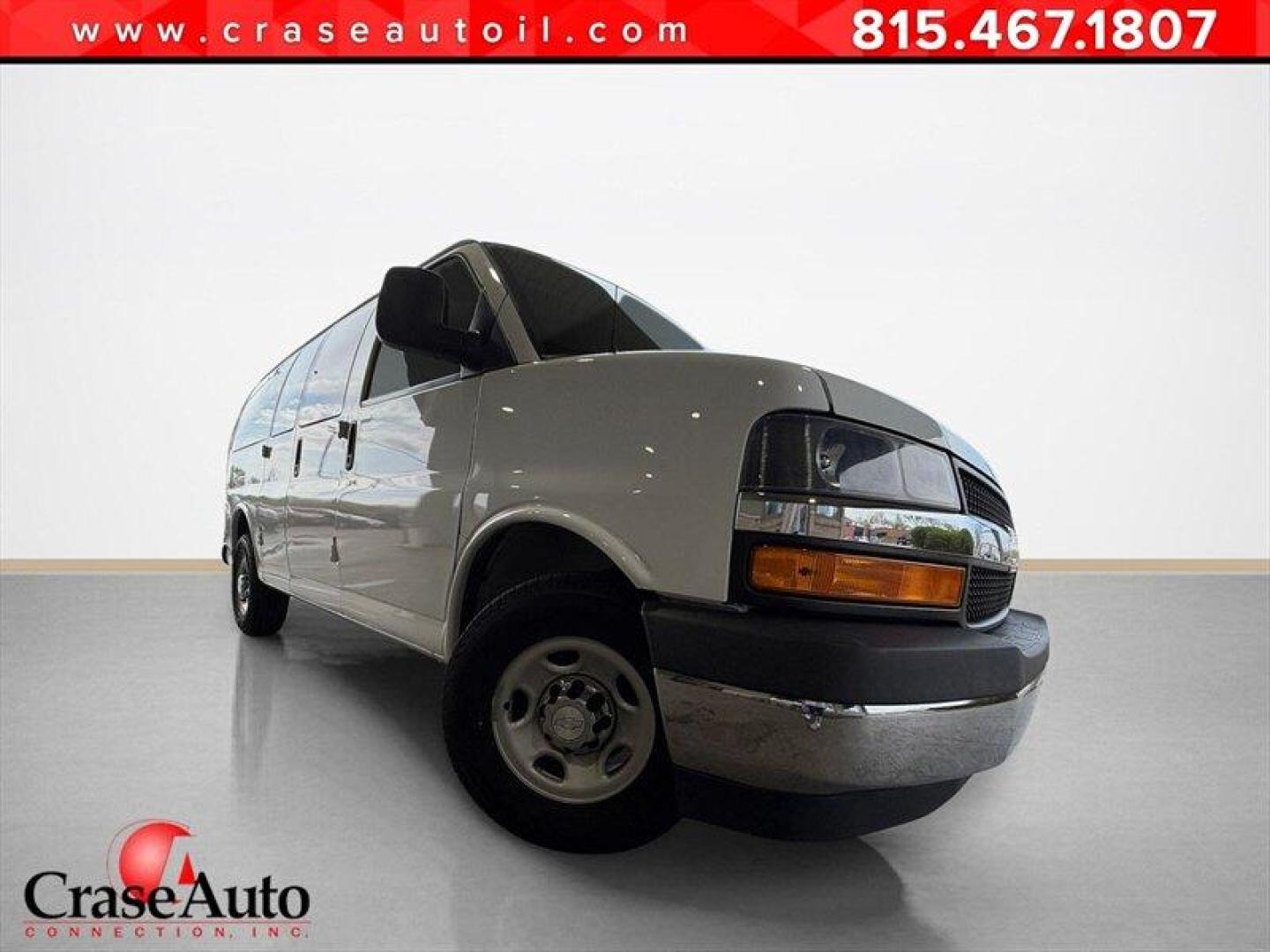 2018 Summit White Chevrolet Express LT Passenger (1GAWGFFG6J1) with an Vortec 6.0L Flex Fuel V8 342hp 373ft. lbs. engine, Automatic transmission, located at 25355 Eames Street, Channahon, IL, 60410, (815) 467-1807, 41.429108, -88.228432 - 2018 Chevrolet Express 2500 LT Summit White exterior / Medium Pewter interior This 2018 Chevrolet Express 2500 LT is powered by the factory Vortec 6.0L FlexFuel V8 (342 hp, 373 lb-ft). It has exceptionally low mileage under 16,000 miles total, averaging less than 2,000 miles per year and is in e - Photo#0
