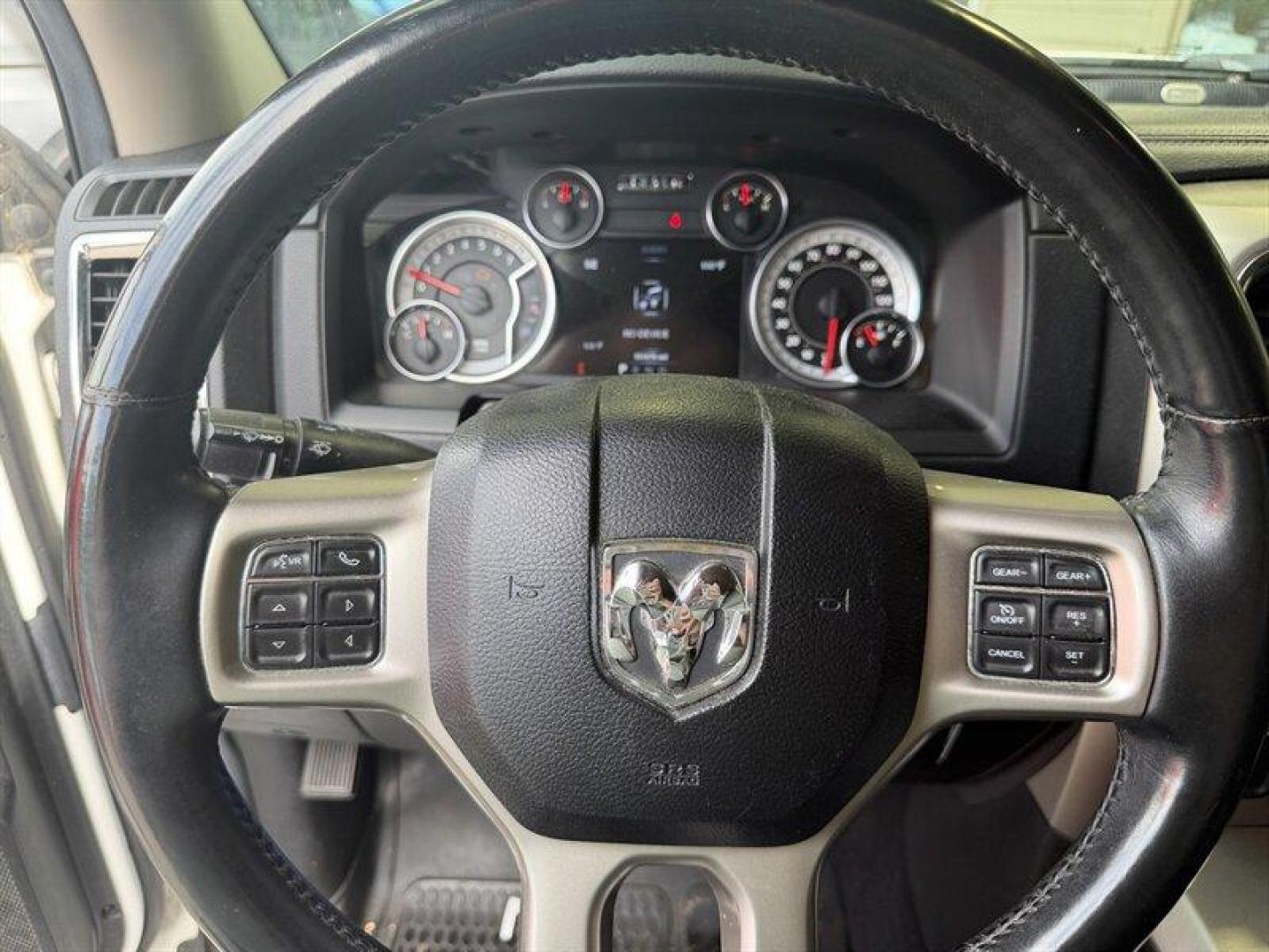 2014 Bright White Clear Coat/Bright Silver Metallic Cle RAM 1500 Laramie (1C6RR6JG8ES) with an 3.6L Flex Fuel V6 305hp 269ft. lbs. engine, Automatic transmission, located at 25355 Eames Street, Channahon, IL, 60410, (815) 467-1807, 41.429108, -88.228432 - Heres the honest deal truck. Laramie package with leather, 4x4, and the V6 engine but this one is being sold AS-IS AS SHOWN and priced accordingly. What it needs: Rust repair Tires Brakes SES light on for an EVAP leak Not a showroom queen but if you need a cheap 4x4, a work truck, winter beater - Photo#23