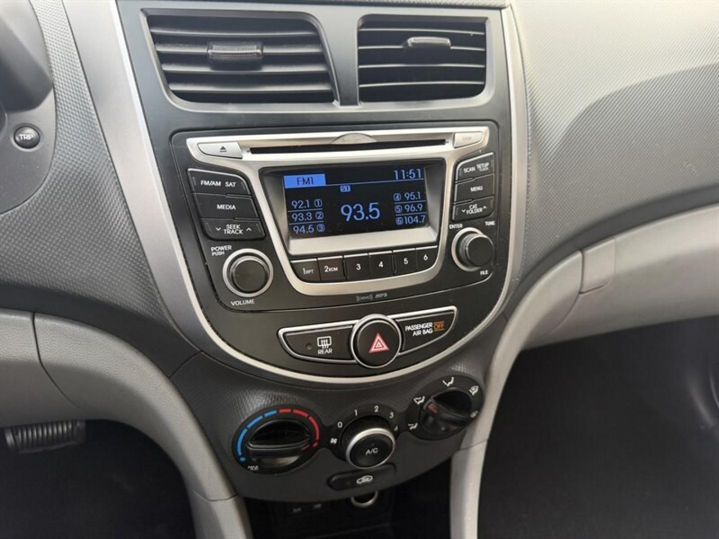 2015 Ultra Black Hyundai ACCENT GLS (KMHCT4AE3FU) with an 1.6L I4 137hp 123ft. lbs. engine, Automatic transmission, located at 25355 Eames Street, Channahon, IL, 60410, (815) 467-1807, 41.429108, -88.228432 - Experience reliable efficiency with this 2015 Hyundai ACCENT GLS, featuring a 1.6L I4 engine delivering 137 horsepower and 123 ft-lbs of torque. The Ultra Black exterior complements the clean Gray interior, creating a sleek and understated look. This ACCENT has been driven less than 63,000 miles, av- Photo#16