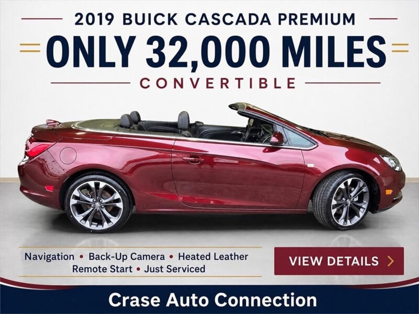 2019 Rioja Red Metallic Buick Cascada Premium (W04WH3N56KG) with an 1.6L Turbo I4 200hp 207ft. lbs. engine, Automatic transmission, located at 25355 Eames Street, Channahon, IL, 60410, (815) 467-1807, 41.429108, -88.228432 - Discover the 2019 Buick Cascada Premium, a stylish and efficient convertible that combines performance with comfort. Powered by a 1.6L Turbo I4 engine delivering 200 horsepower and 207 ft-lbs of torque, this vehicle offers a smooth and responsive driving experience. The Cascada features a striking B- Photo#9