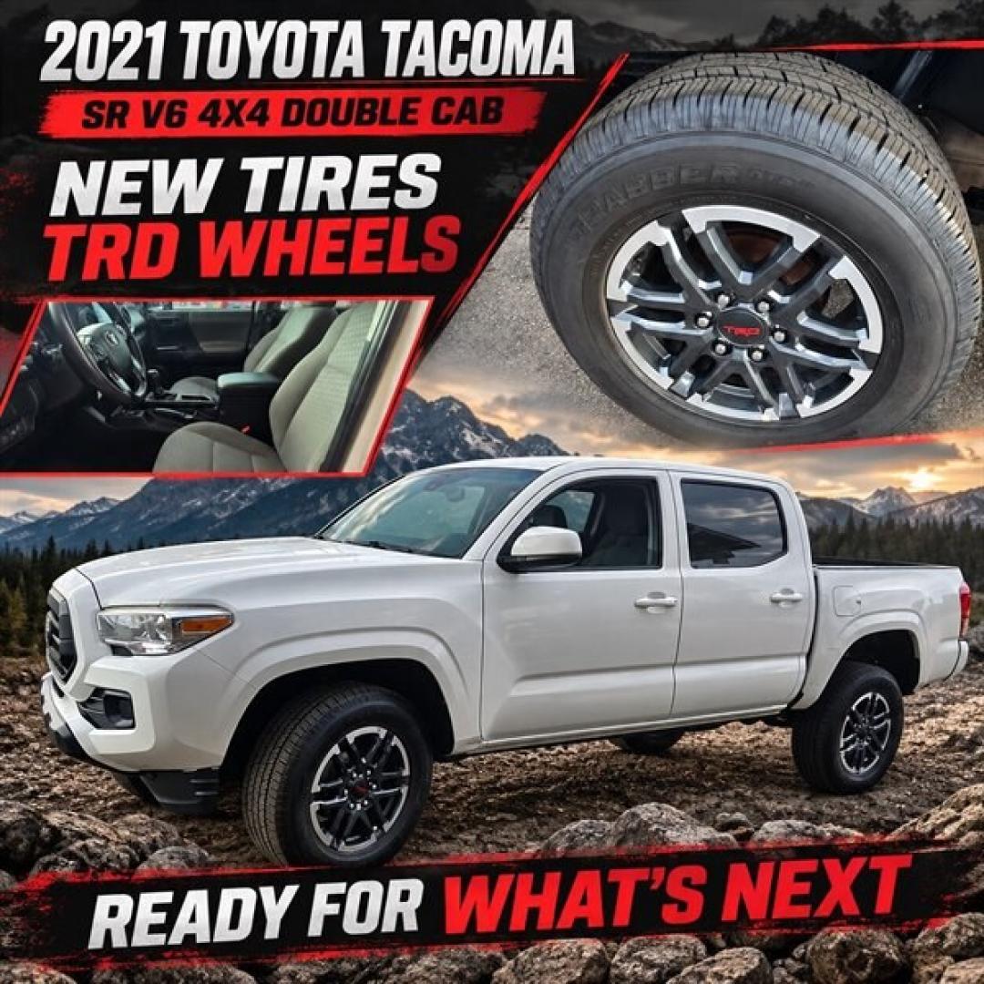 2021 Super White Toyota Tacoma SR V6 (3TMCZ5AN0MM) with an 3.5L V6 278hp 265ft. lbs. engine, Automatic transmission, located at 25355 Eames Street, Channahon, IL, 60410, (815) 467-1807, 41.429108, -88.228432 - 2021 Toyota Tacoma SR Double Cab 4x4 Built to Work and Play! This sharp Super White Tacoma combines Toyota durability with the power and versatility truck buyers want. Even betterits sitting on TRD wheels with brand-new tires! 3.5L V6 engine Double Cab Four-wheel drive TRD wheels Brand-new- Photo#9