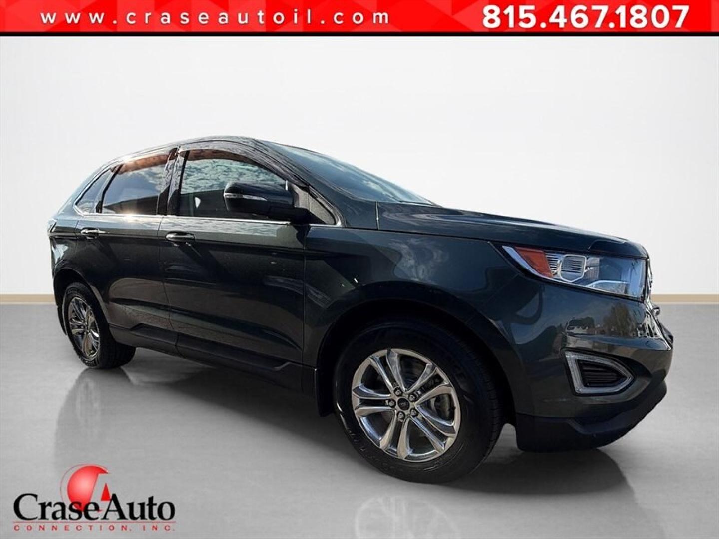 2015 Magnetic Metallic Ford Edge SEL (2FMTK4J8XFB) with an 3.5L V6 280hp 250ft. lbs. engine, Automatic transmission, located at 25355 Eames Street, Channahon, IL, 60410, (815) 467-1807, 41.429108, -88.228432 - 2015 Ford Edge SEL AWD because practical doesnt have to mean painfully boring. This ONE-OWNER, LOCAL TRADE brings the comforts you want with a little attitude to match. Heated leather seats? Obviously. Panoramic roof? Let the sunshine judge your playlist. 3.5L V6 engine All-wheel drive Heated- Photo#0